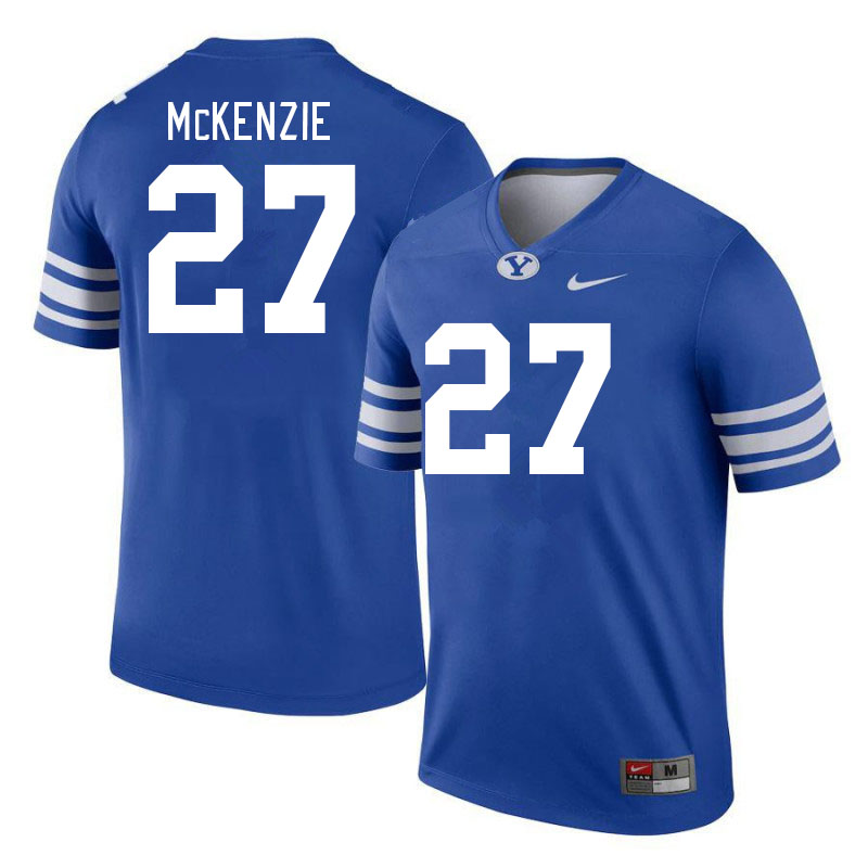 Men #27 Marcus McKenzie BYU Cougars College Football Jerseys Stitched-Royal - Click Image to Close